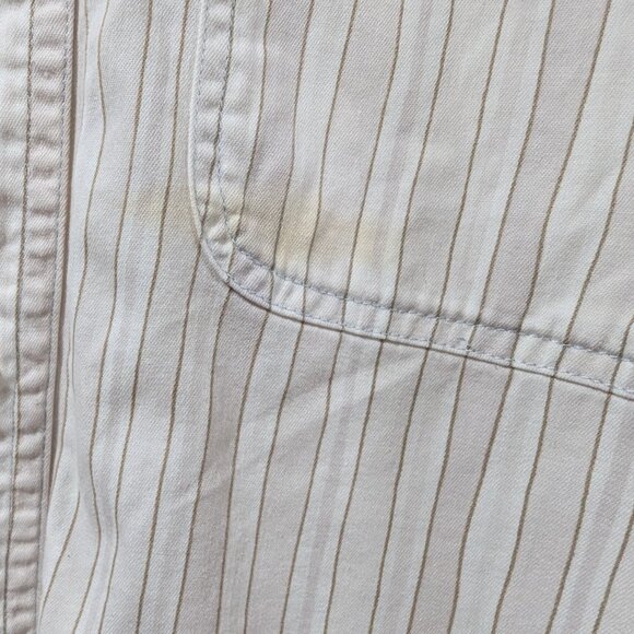 Salty Dog White Pin Striped Pocketed Long Sleeve Button Up Shirt Sz 16 - Picture 5 of 9